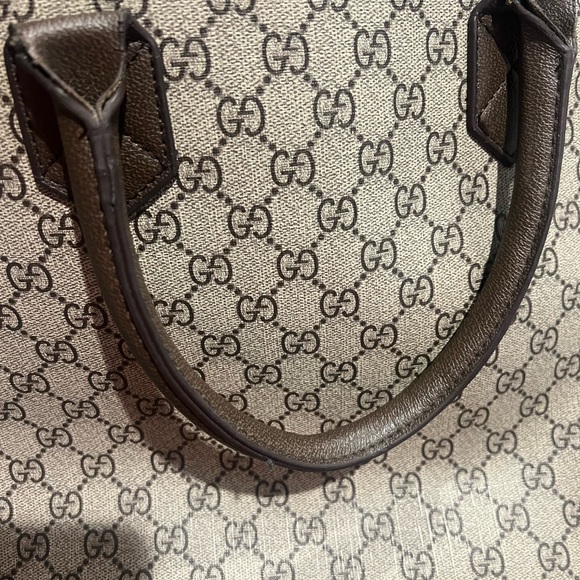 Gucci  Beige Monogram Tote with Green-Red Web Stripe- strap included. - Picture 3 of 7